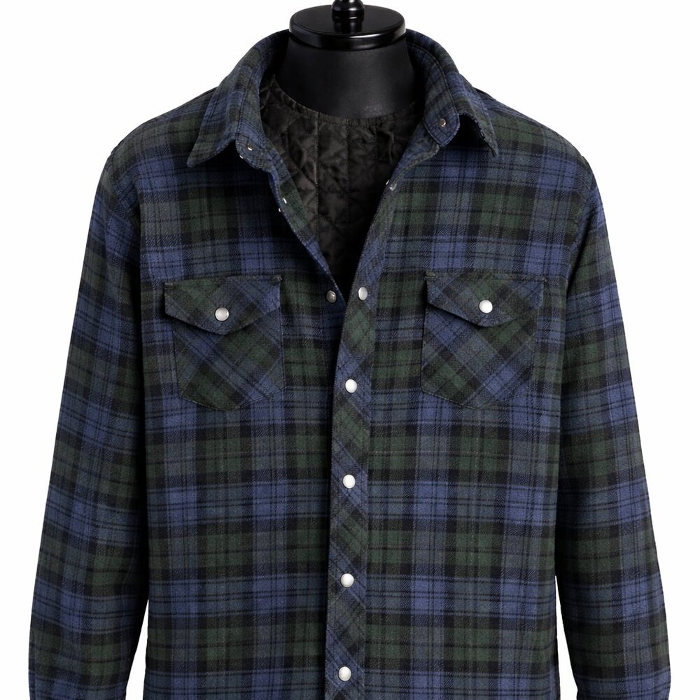 Wrangler Men’s Blue & Green Checkered Shirt Jacket – Size Large